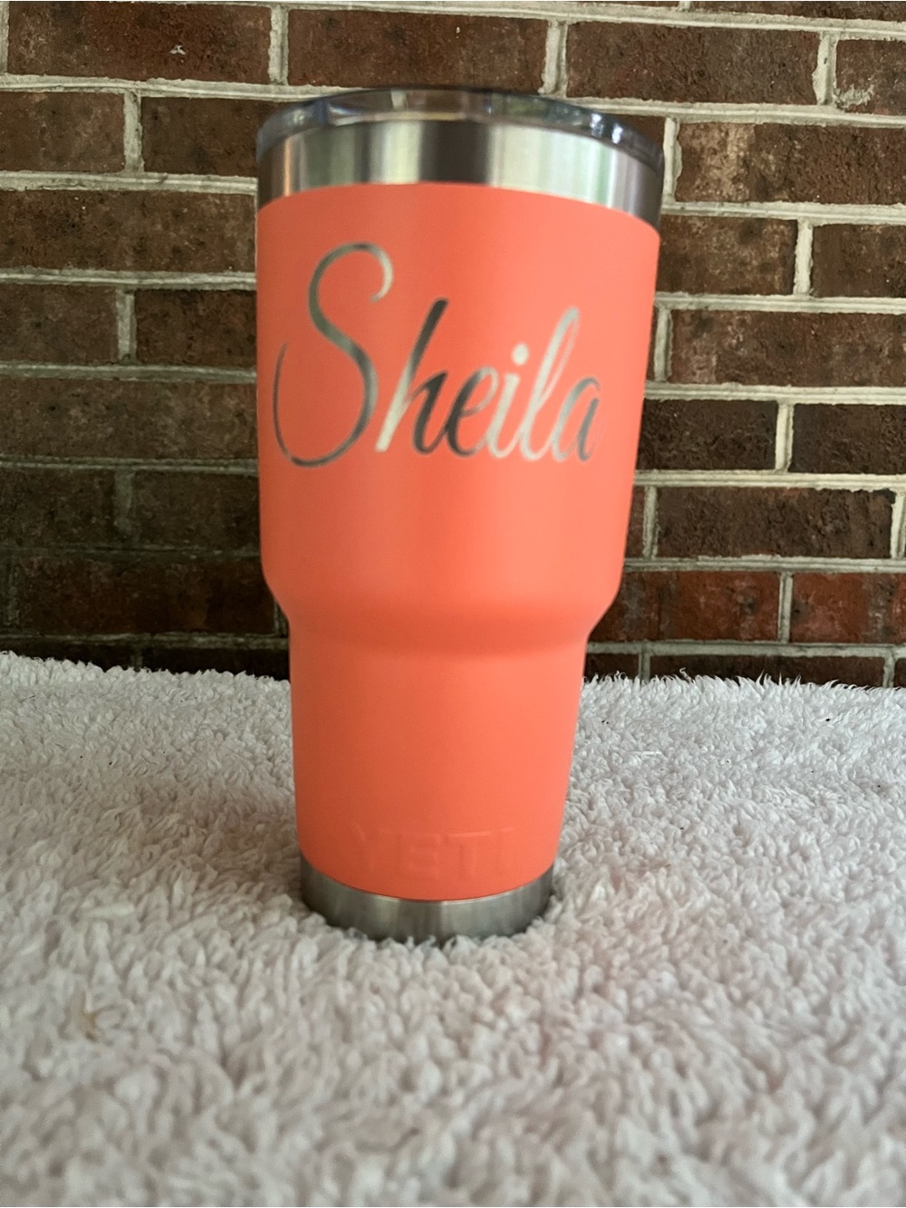 A YETI Rambler 30 oz Tumbler For Sheila! Coral Magslider Lid Laser Engraved - Picture 3 of 9